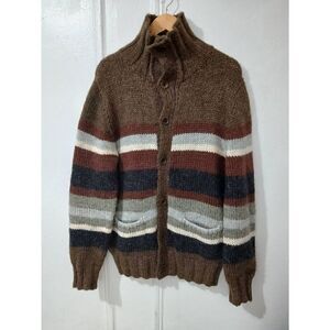 Vintage banana Republic Women wool mohair mockneck brown green large sweater